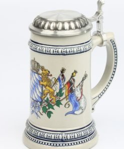 Euler grau 0,5l, Löwen mit Fahnen